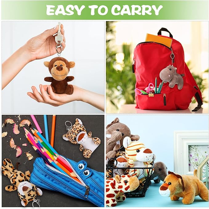 18 Pieces Small Safari Stuffed Animals 4.8 Inch Mini Jungle Animal Plush Toys Cute Zoo Stuffed Small Plush Set for Safari Themed Baby Shower Birthday Party Favors Teacher Student Award(Stylish Style)