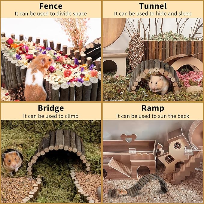 Hamiledyi Hamster Bridge Wood Hamster Climbing Ladder Rat Ladder Bridge Small Animals Cage Accessories for Dwarf Syrian Hamster Mice Gerbils Sugar Glider Rat (21.7×3.5IN)