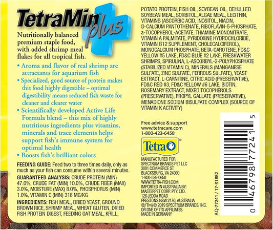 TetraMin Plus Tropical Flakes, Cleaner and Clearer Water Formula, 1-Ounce