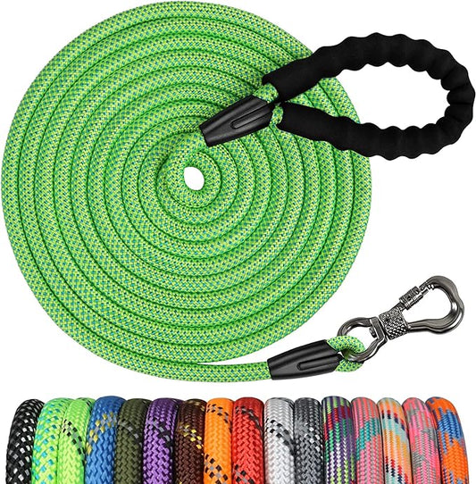 NTR Long Leash for Dog Training, 100 FT Leashes with Swivel Lockable Hook and Comfortable Padded Handle, Dog Lead for Walking, Hunting, Camping, Yard for Small Medium Large Dogs