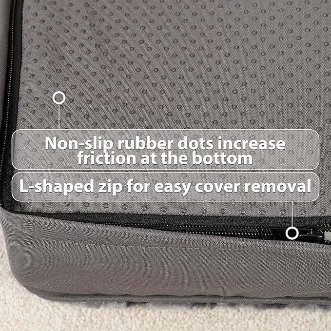 MIHIKK Dog Bed for Large Dogs, Orthopedic Pet Bed with Removable Washable Cover, Egg Crate Foam Dog Mattress Nonskid Bottom, Comfy Anti-Anxiety Puppy Mat, 36x27 inch, Dark Grey-Rose Pattern