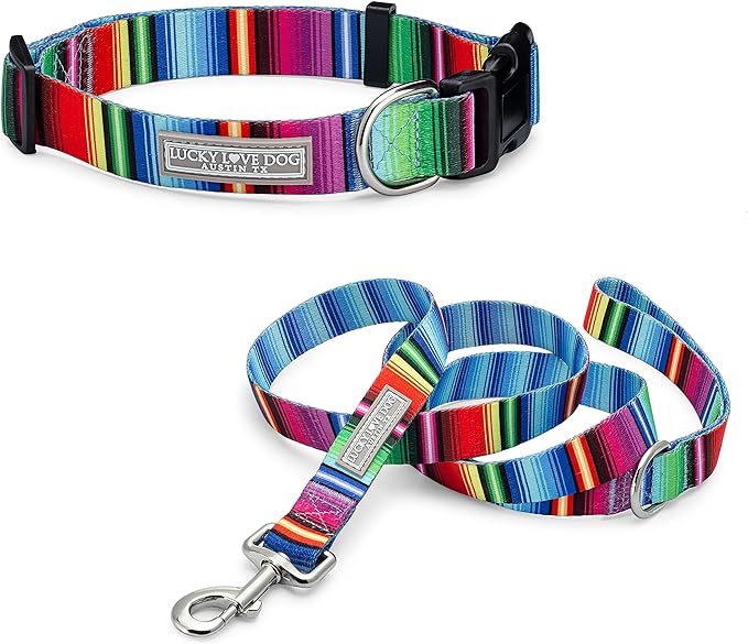 Lucky Love Dog - Adjustable Dog Collar and Leash Set with Easy Click Buckle for Small to Large Dogs, Durable, & Comfortable Collar for Male & Female Dogs, Puppies & Adult Ones - Nacho Combo, Small