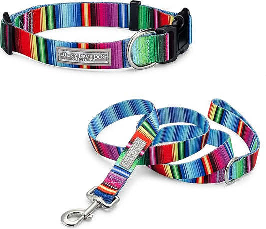 Lucky Love Dog - Adjustable Dog Collar and Leash Set with Easy Click Buckle for Small to Large Dogs, Durable, & Comfortable Collar for Male & Female Dogs, Puppies & Adult Ones - Nacho Combo, Small