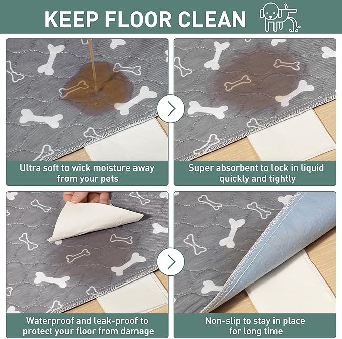 Eterish Reusable Washable Pee Pads for Dogs Large/Extra Large 36'' x 41'' 2 Pack, Absorbent Pet Puppy Dog Training Pads Non-Slip, Waterproof Whelping Potty Pads for Dogs Leak-Proof