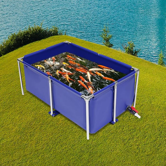 Canvas Fish Pond, Foldable Fish Tank Indoor Pond Thickened Easy to Drain with Buckles and Canvas Strips for Fish Lobster, Leeches 47.2 X 31.4 X 19.6inch