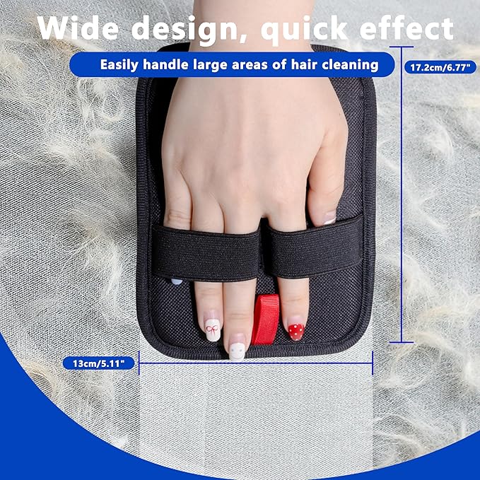 Pet Hair Remover, Reusable Electrostatic Pet Hair Removal Gloves, Dog & Cat Hair Removal Gloves Suitable for Carpets, Sofas, Curtains, Clothing, Upgraded Pets Grooming Fur Cleaner(Black)