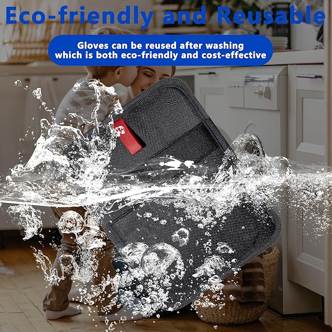 Pet Hair Remover, Reusable Electrostatic Pet Hair Removal Gloves, Dog & Cat Hair Removal Gloves Suitable for Carpets, Sofas, Curtains, Clothing, Upgraded Pets Grooming Fur Cleaner(Black)