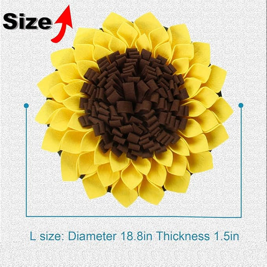 Snuffle Mat for Dogs, Pet Sniffing Pad for Slow Feeding, Puppy Cat Interactive Puzzle Toys for Smell Training, Indoor Foraging Mat for Stress Relief, Yellow (L)