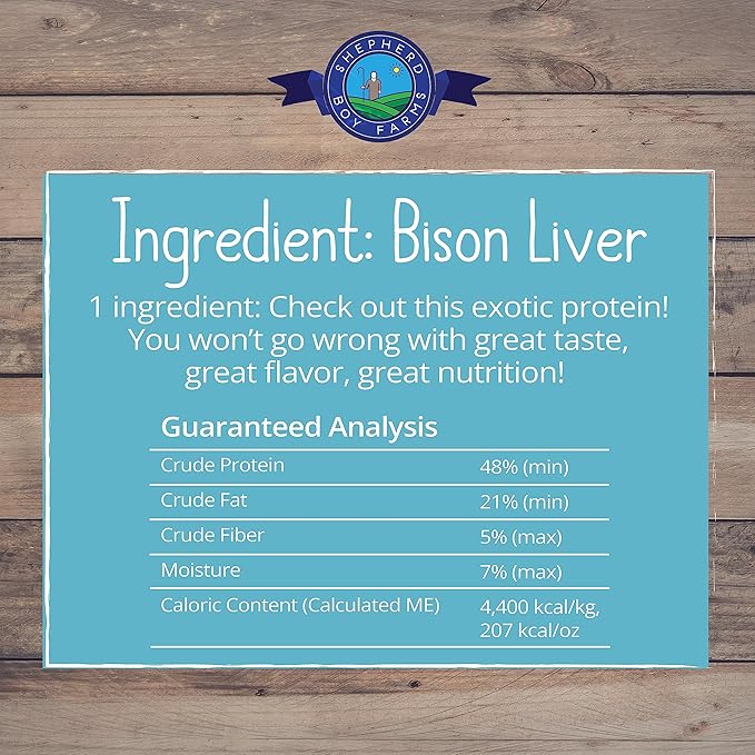Freeze Dried Dog and Cat Treats, Bison Liver, All Natural Freeze-Dried Dog Treat & Snacks, Made in USA, High in Protein, Essential Nutrition of Raw Food, 8oz