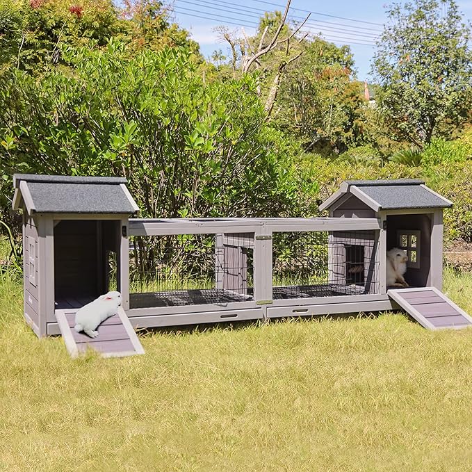 GUTINNEEN Rabbit Hutch Indoor Outdoor Bunny Cage Upgrade Large Space for Rabbit,Guinea Pig,Bunny and Other Small Animals,On Wheels Move Easily.
