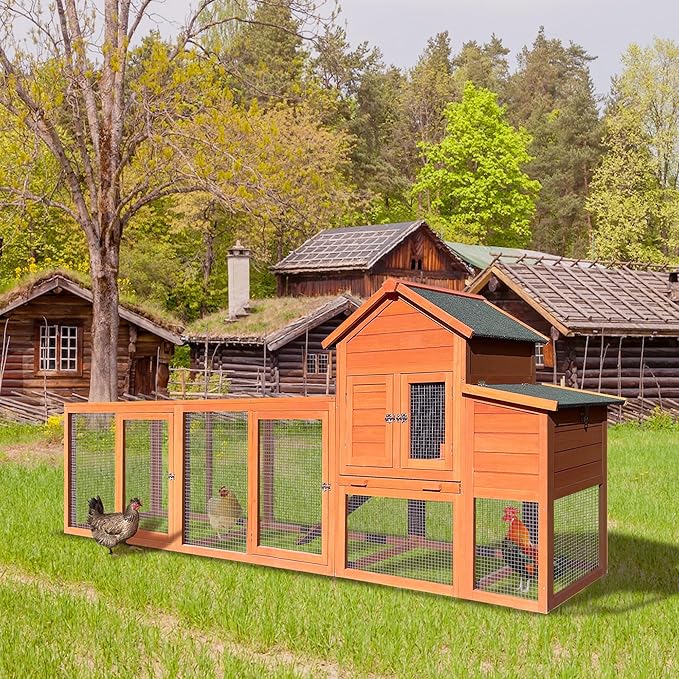 122" Large Chicken Coop with Nest Box and Removable Tray, Hen House for 2-6 Chickens, Outdoor Weatherproof Small Animal Cages