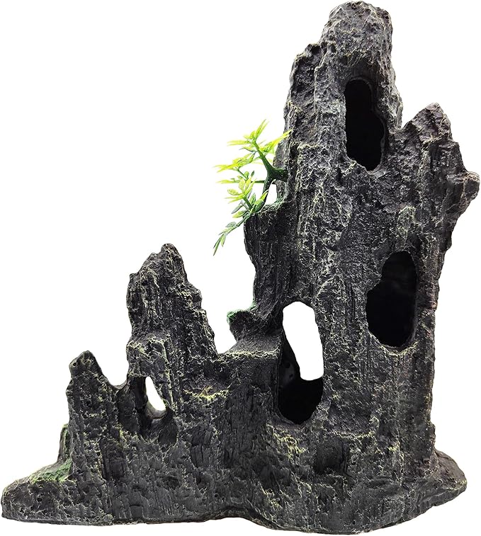 Large Fish Tank Decoration, Rock Mountain View Aquarium Decoration, Tree House cave, Fighting Fish, Shrimp, Hermit Crab, Relaxation and Play, Perfect Hiding in The cave