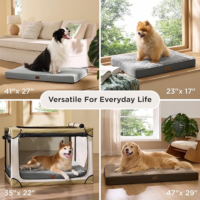 Bedsure XL Dog Bed for Crate - Large Orthopedic Pet Beds with Removable Machine Washable Cover, NOT Waterproof Egg Crate Foam Puppy Pad, Suitable for Pet Up to 80 lbs, 41"x27"