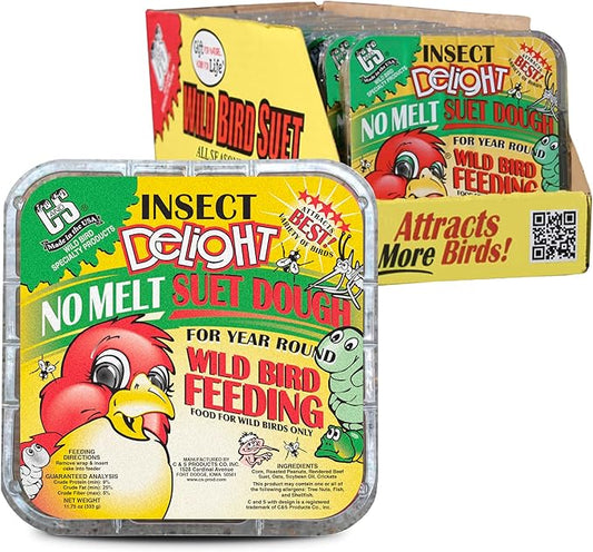 C&S Insect Delight No Melt Suet Dough, Suet Cakes for Wild Birds, 11.75 Ounces, 8 Pack
