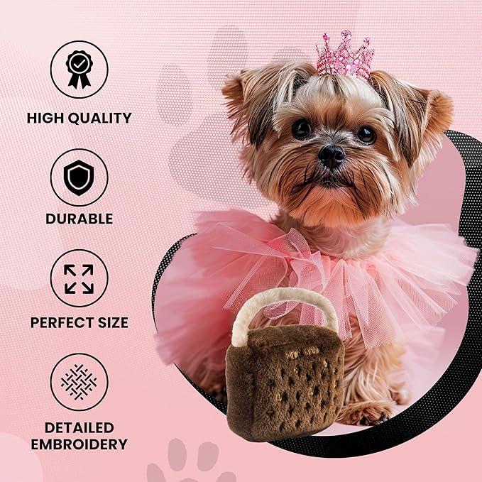 Dog Diggin Designs Runway Pup Collection | Unique Squeaky Parody Plush Dog Toys – Haute Couture Purses & Handbags