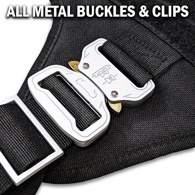 Pets ProMax Tactical Dog Harness – Military-Grade, All-Metal Buckles, No Plastic, Waterproof Vest with Control Handle – No-Pull, No-Choke Design for Small Dogs (Red, S)