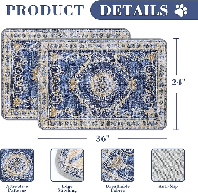 Washable Pee Pads for Dogs, 2 Pack Reusable Puppy Pads Absorbent Training Pads for Dogs Waterproof Dog Mat Non-Slip Whelping Pet Mat