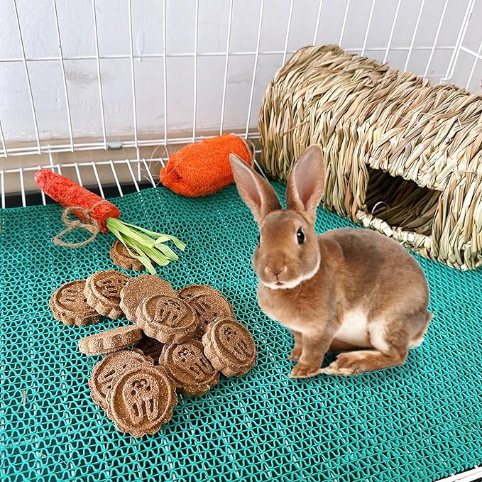 36Pcs Bunny Chew Toys, Grinding Natural Carrot Grass Cake Treats for Rabbits Guinea Pigs Chinchillas Gerbils Hamsters Improves Dental Health(Carrot Rabbit GrassCake)