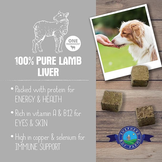 Freeze Dried Dog and Cat Treats, Lamb Liver, All Natural Single Ingredient Freeze-Dried Dog Treat & Snacks, Made in USA, High Protein, Essential Nutrition of Raw Food, 8oz