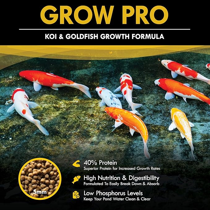 HALF OFF PONDS Grow Pro Koi and Goldfish Food with High-Protein Growth Formula 50 lb Bag - KOIGP-050