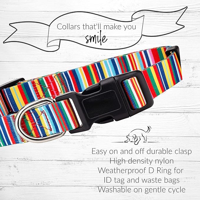 Lucky Love Dog - Easy Click Buckle Dog Collar with Leash Set Combo, Durable & Comfortable for Male & Female Dogs, Pet Collar for Small to Large Dogs, Secure Fit - Hippie Combo, Large