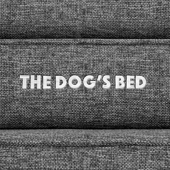 The Dog’s Bed Orthopedic Headrest Dog Bed XXXL Grey Linen, Memory Foam, Pain Relief for Arthritis, Hip & Elbow Dysplasia, Post Surgery, Lameness, Waterproof Washable Cover