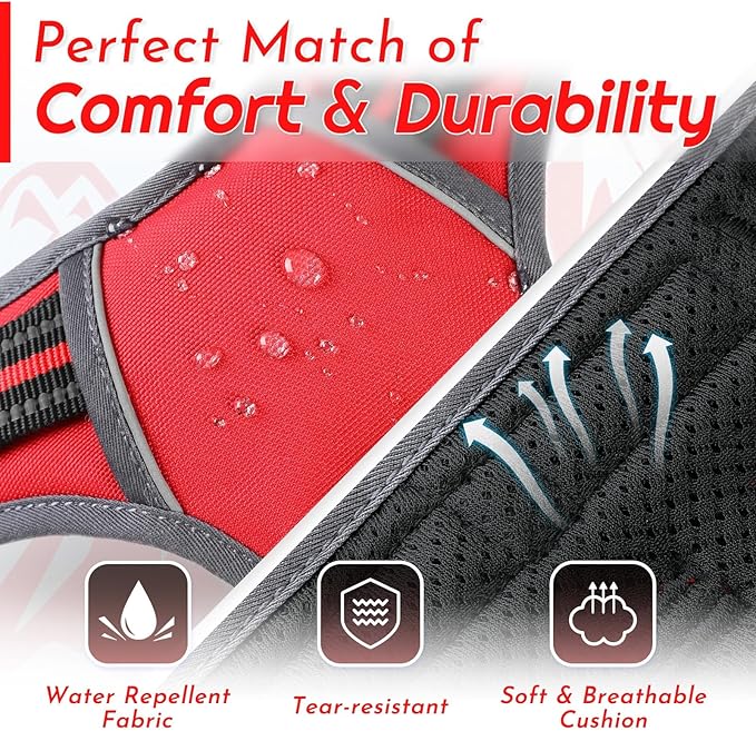 Eagloo Dog Harness for Small Dogs, No Pull Adjustable Service Vest with Control Handle，Red, S