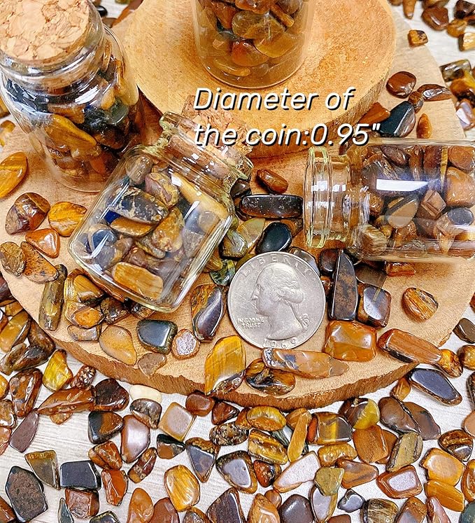 QINJIEJIE250g Tiger Eye Crystals Polished Rocks Tumbled Stones Chips Stone Crushed Quartz Crystal Natural Gem Gravel Home Decoration Succulent Plants Vase Filler Landscape Bottom Ornament 0.6lbs