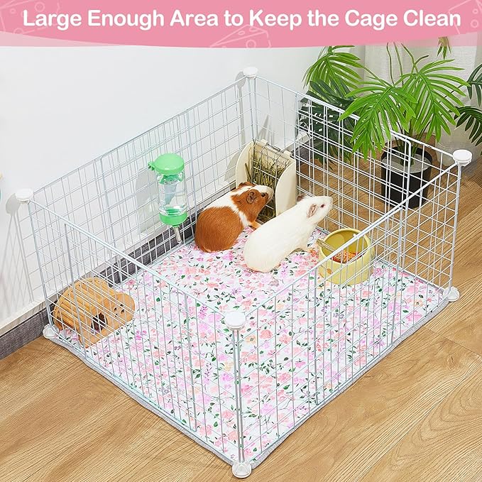 2 Pack Guinea Pig Bedding, Washable Guinea Pig Cage Liner Reusable Guinea Pig Mat Waterproof Guinea Pig Bedding for Cage, Super Absorbant Guinea Pig Pee Pads for Small Animals Hamster Rabbit Squirrel