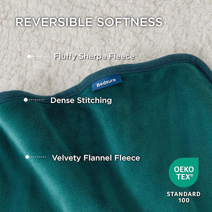 Bedsure Cat Blanket for Indoor Cats - Waterproof Calming Cat Blankets for Kitten, Sherpa Fleece Pet Blanket, Soft Plush Reversible Throw Furniture Protector, 35"x25", Green