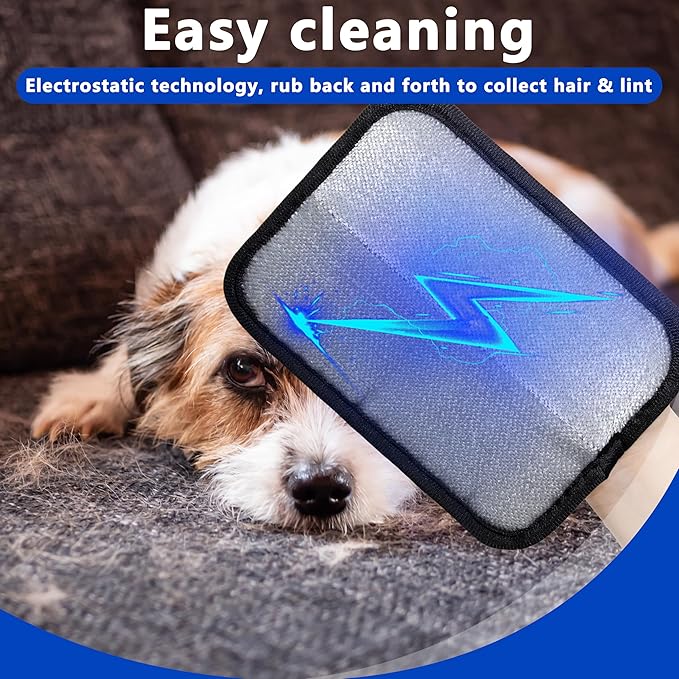 Pet Hair Remover, Reusable Electrostatic Pet Hair Removal Gloves, Dog & Cat Hair Removal Gloves Suitable for Carpets, Sofas, Curtains, Clothing, Upgraded Pets Grooming Fur Cleaner(Black)