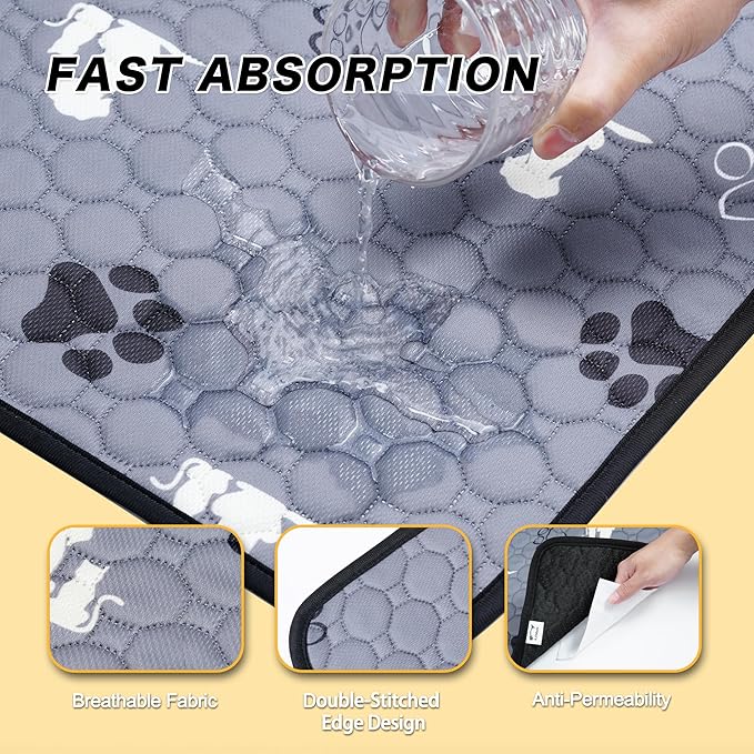 Washable Pee Pads for Dogs, 2 Pack Reusable Puppy Pads, Waterproof Pet Pee Pads for Dog Potty Training, Extra Large Dog Pee Pads for Crate, Playpen, and Whelping, Durable and Absorbent, Gray 24"x48"