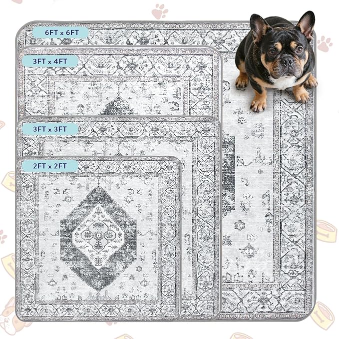 Lahome Extra-Large Washable Dog Pee Pads (72"x72") - Super Absorbent & Waterproof - Leakproof Reusable Mat for Playpens, Beds & Whelping, Convenient Cleanup,Gray