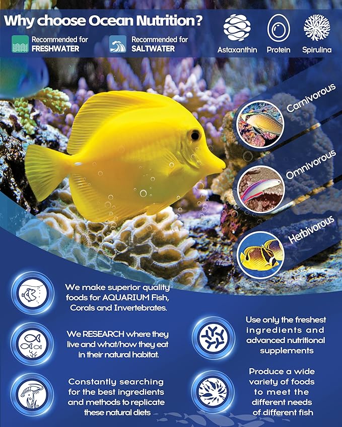 Ocean Nutrition Formula Two Pellets - Fish Food for Herbivorous & Omnivorous Marine Tropical Fish, High Protein(40%) - 7 oz (200 g) Small Pellets