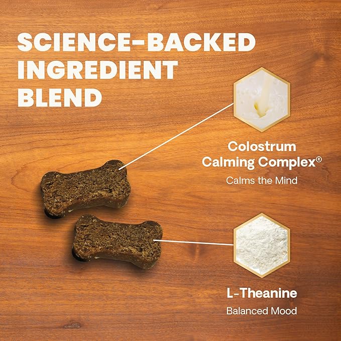 VetriScience Calm & Confident Chews, Composure Clinically Tested Calming and Anxiety Supplement for Dogs, Reduce Stress and Fear, Ideal for Thunderstorms, Fireworks and Travel, Bacon, 60 Count