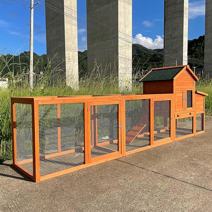122" Large Chicken Coop with Nest Box and Removable Tray, Hen House for 2-6 Chickens, Outdoor Weatherproof Small Animal Cages