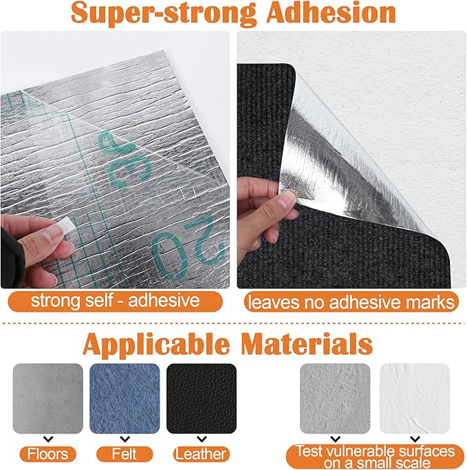 Cat Scratch Furniture Protector - 118" x 13.8" Trimmable Self-Adhesive Cats Claws Scratch Pads, DIY Cat Climbing Couch Protector for Scratch Post Cat Tree Replacement Indoor (Black)