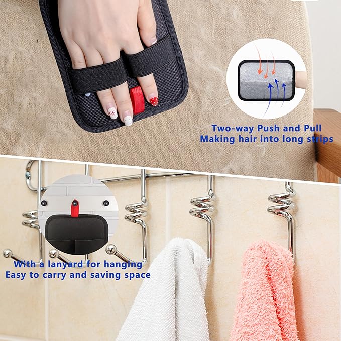 Pet Hair Remover, Reusable Electrostatic Pet Hair Removal Gloves, Dog & Cat Hair Removal Gloves Suitable for Carpets, Sofas, Curtains, Clothing, Upgraded Pets Grooming Fur Cleaner(Black)