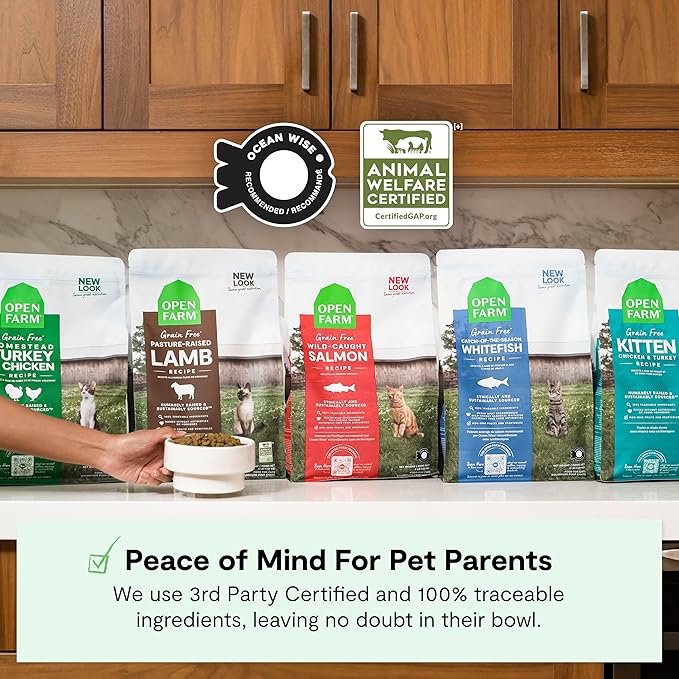 Open Farm Catch-of-The-Season Whitefish Grain-Free Dry Cat Food, Wild-Caught Fish Recipe with Non-GMO Superfoods and No Artificial Flavors or Preservatives, 8 lbs