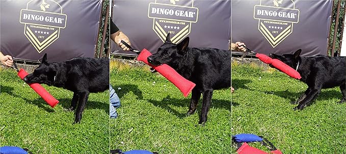 Dingo Gear French Linen tug Toy for Dog, Dog Bumper for Training, Agility, tug of war, Dog bite Pillow for Strong Dog, 1handle 18" Black S00075