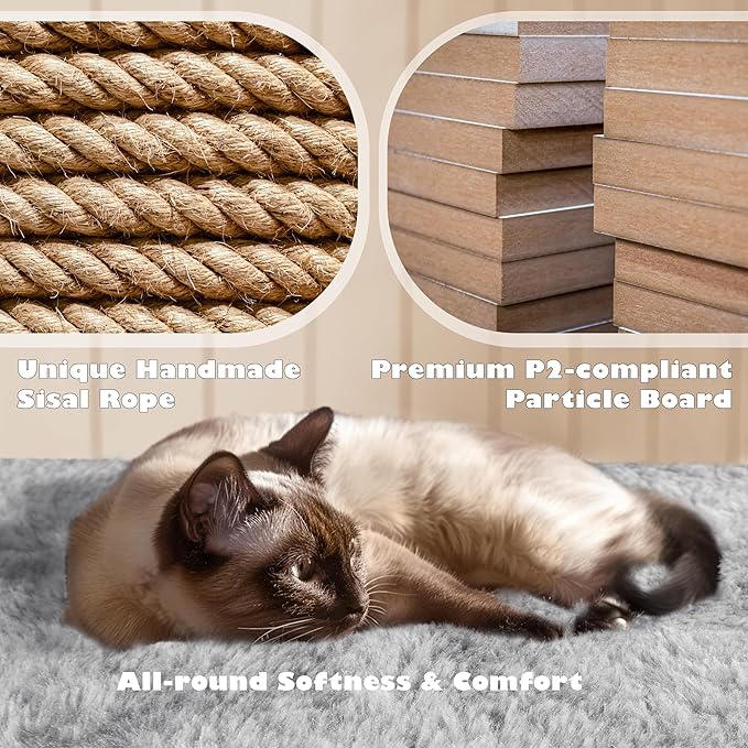Yaheetech 54in Cat Tree Cat Tower w/Scratching Posts, Double Condos and Dangling Balls Kittens Pet House Play, Light Gray