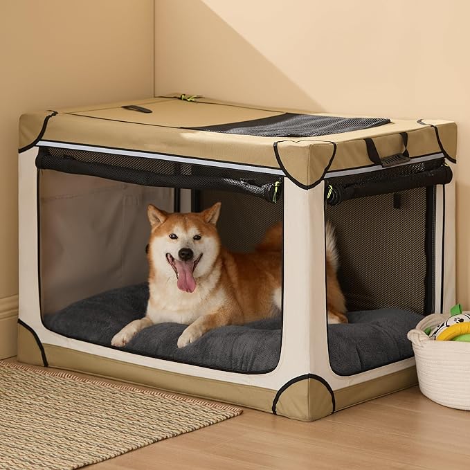 Bedsure Washable Dog Crate Bed Large Sized Dog, Comfort Fluffy Plush Pet Pillow Bed Kennel Pad with Non-Slip Bottom, Machine Washable Pet Sleeping Mat, 35"x23", Dark Gray