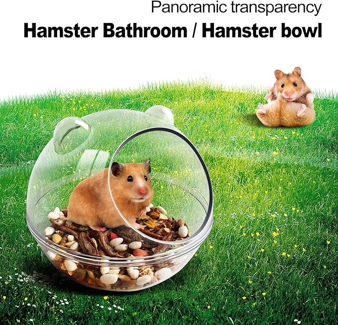 Hamster Bathtub,Hamster Bathroom,Sand Bath Container,Hamster Toilet and Sandbox Dust Bathtub,Hamster Bed,Sand Bath Box for Hamster Cage Accessories (L 5.5x5.5x4.3 inch)