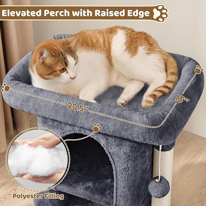 Yaheetech 23.5in Cat Tree Tower, Cat Condo with Sisal-Covered Scratching Posts, Cat House Activity Center Furniture for Kittens, Cats and Pets - Dark Gray