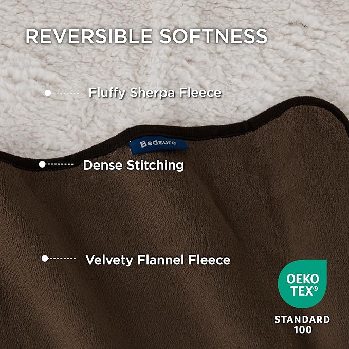 Bedsure Waterproof Dog Blankets for Small Dogs - Small Cat Blanket Washable for Couch Protection, Sherpa Fleece Puppy Blanket, Soft Plush Reversible Throw Furniture Protector, 25x35, Coffee Brown
