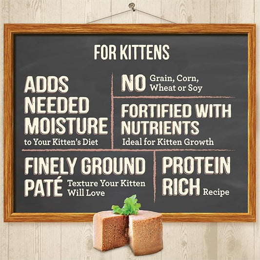 Merrick Purrfect Bistro Grain Free Premium Soft Canned Pate Chicken Wet Cat Food, Kitten Dinner Recipe - (Pack of 24) 3 oz. Cans