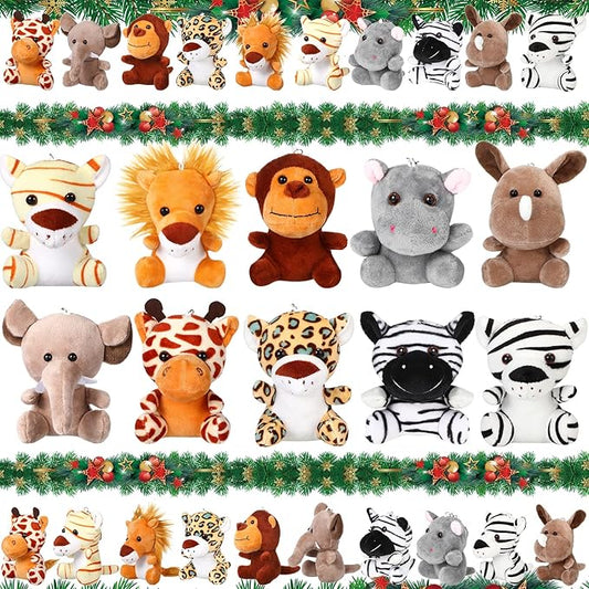 20 Pcs Mini Jungle Stuffed Animals Bulk Safari Stuffed Animals 4.7 Inch Cute Small Jungle Animal Theme Toys Plush Toys Lion Tiger Elephant Giraffe for Safari Themed Party Favors Gifts, 10 Styles