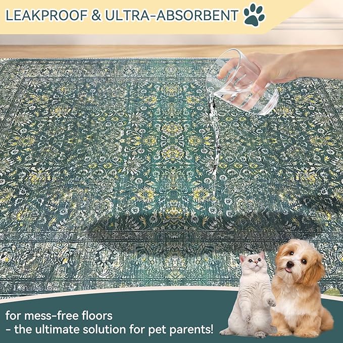 Washable Pee Pads for Dogs, Reusable Non-Slip Puppy Pads 72'' x 72'' with Super Absorbent, Waterproof Rug for Training Travel Whelping Housebreaking Incontinence Crate
