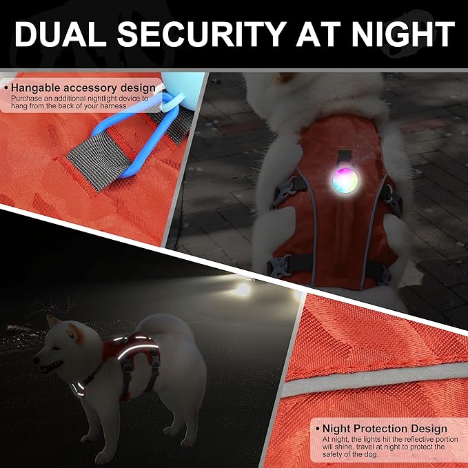 Escape Proof Dog Harness Medium Sized Dog, Lightweight Full Body Pet Vest with Lift Handle and Leash Clip, Reflective Adjustable No Slip Dog Harness for Daily Walking(Red,Chest:17-32")