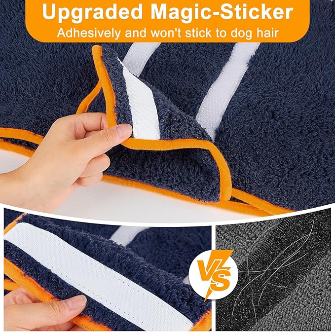 Bienbee Dog Bathrobe, Quick Drying Super Absorbent Dog Robes for After Bath, Warm Keeping Dogs Towel, Dogs Bath Supplies, Navy Blue S